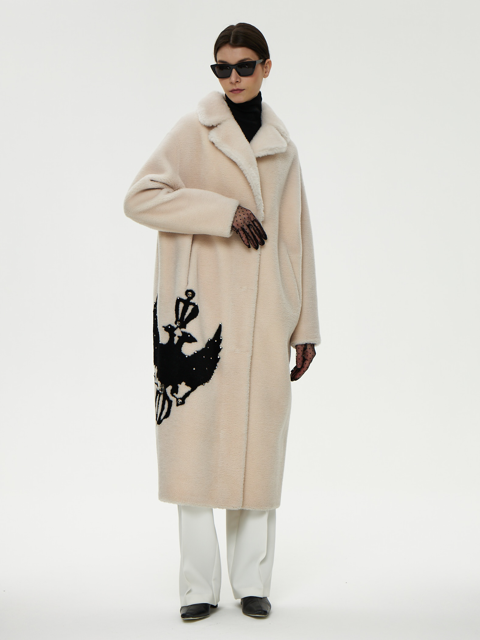 Шуба чёрный Орёл с камнями, фото 2